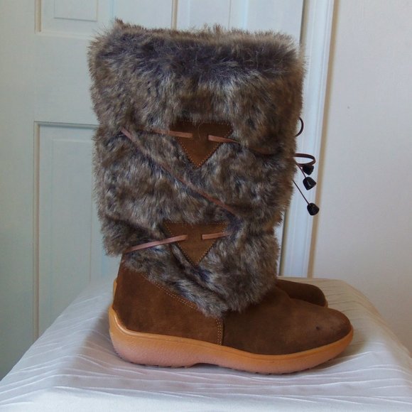 Oscar Sport Tall Brown Suede Boots With Faux Fur sz 37 - Picture 5 of 16